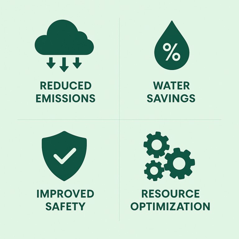 Digital oilfield contributions to sustainability through oil and gas automation and remote monitoring.