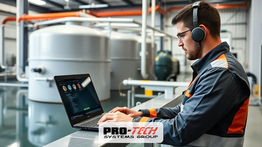 Operator using secure remote access at a water treatment facility