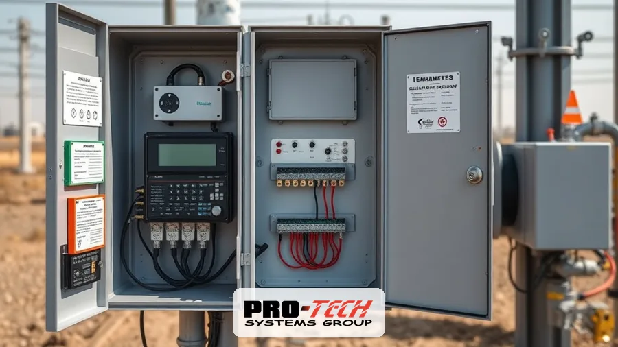 Remote telemetry unit cabinet with radio, cellular modem and battery backup